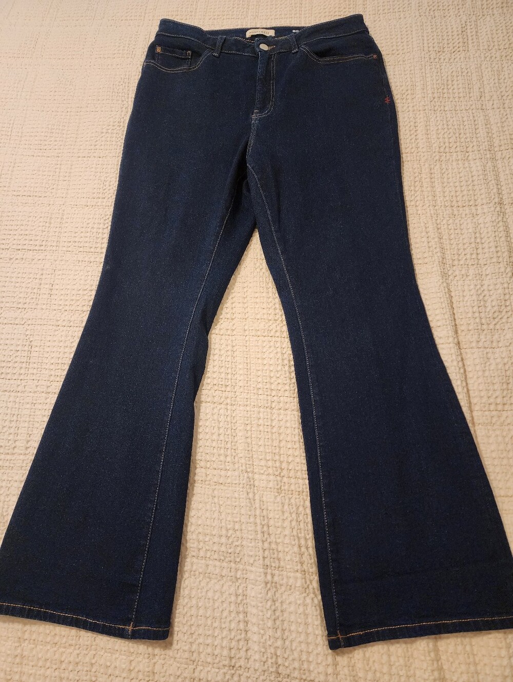 Warp & Weft Dark Blue Women's Bootcut Hi-Rise Jeans 16W Stretch Western